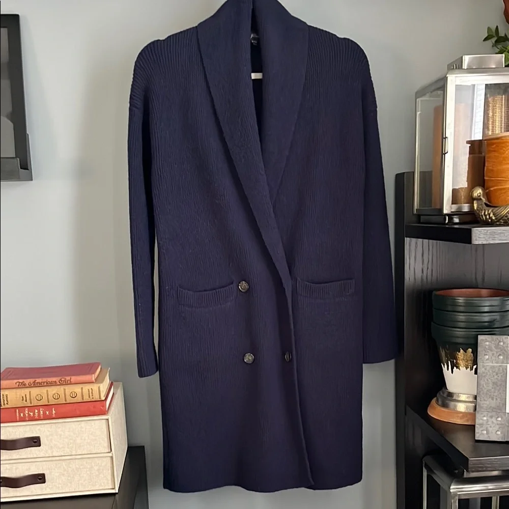 J. Crew Double-Breasted Cardigan Coat (Navy) XXS